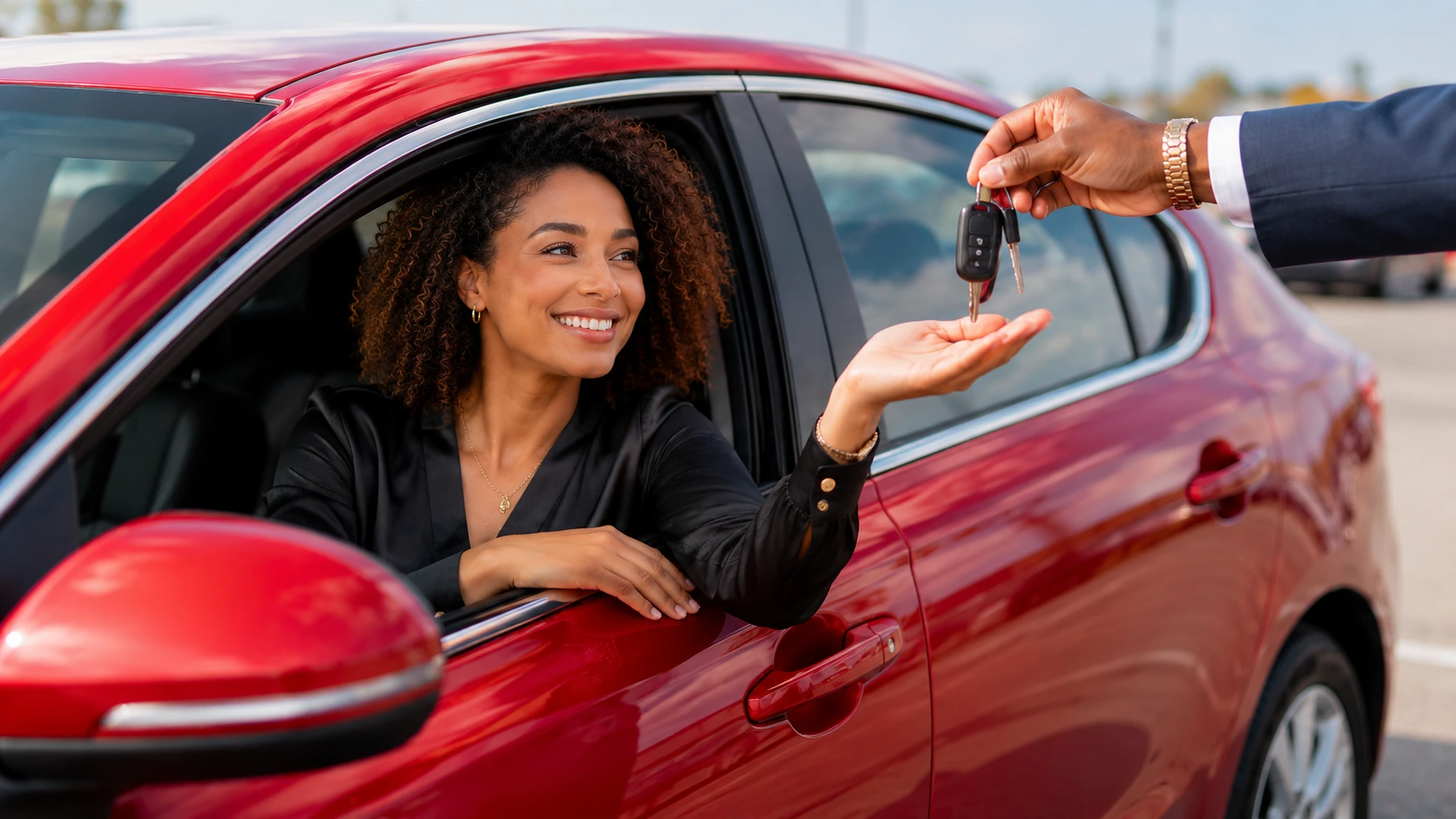 Customer receiving vehicle keys